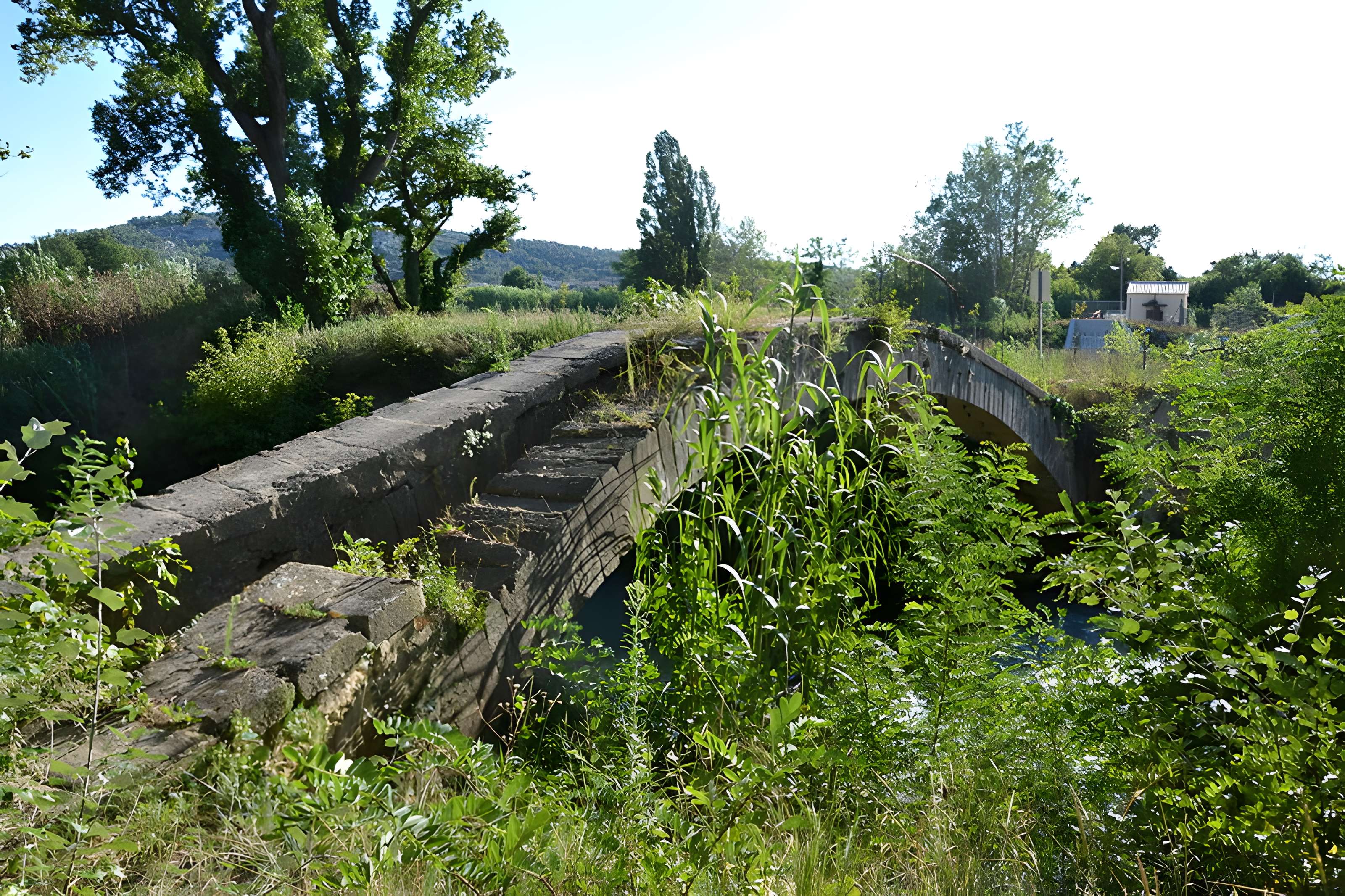 Pont aqueduc de la Canaù, ouvrage d'art du canal Saint-Julien sur la rivière le Coulon, situé au quartier Entre-Deux-Vallats