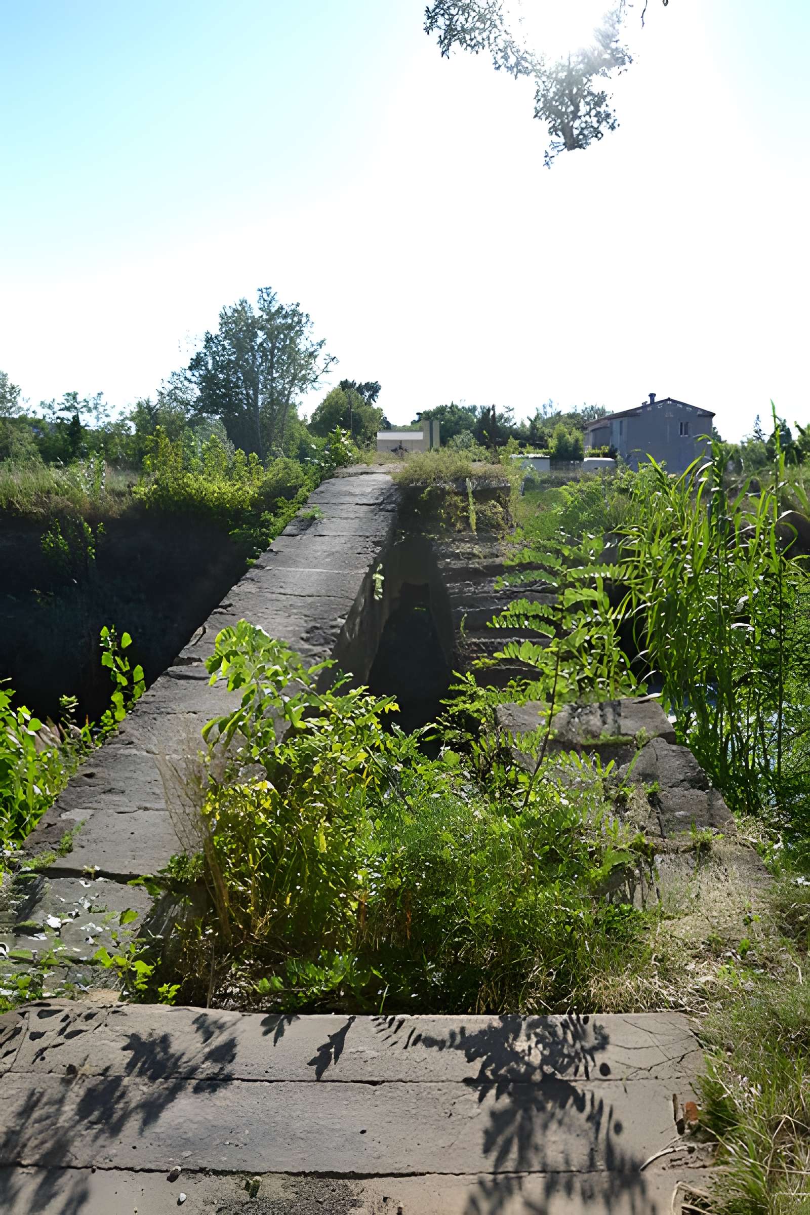 Pont aqueduc de la Canaù, ouvrage d'art du canal Saint-Julien sur la rivière le Coulon, situé au quartier Entre-Deux-Vallats