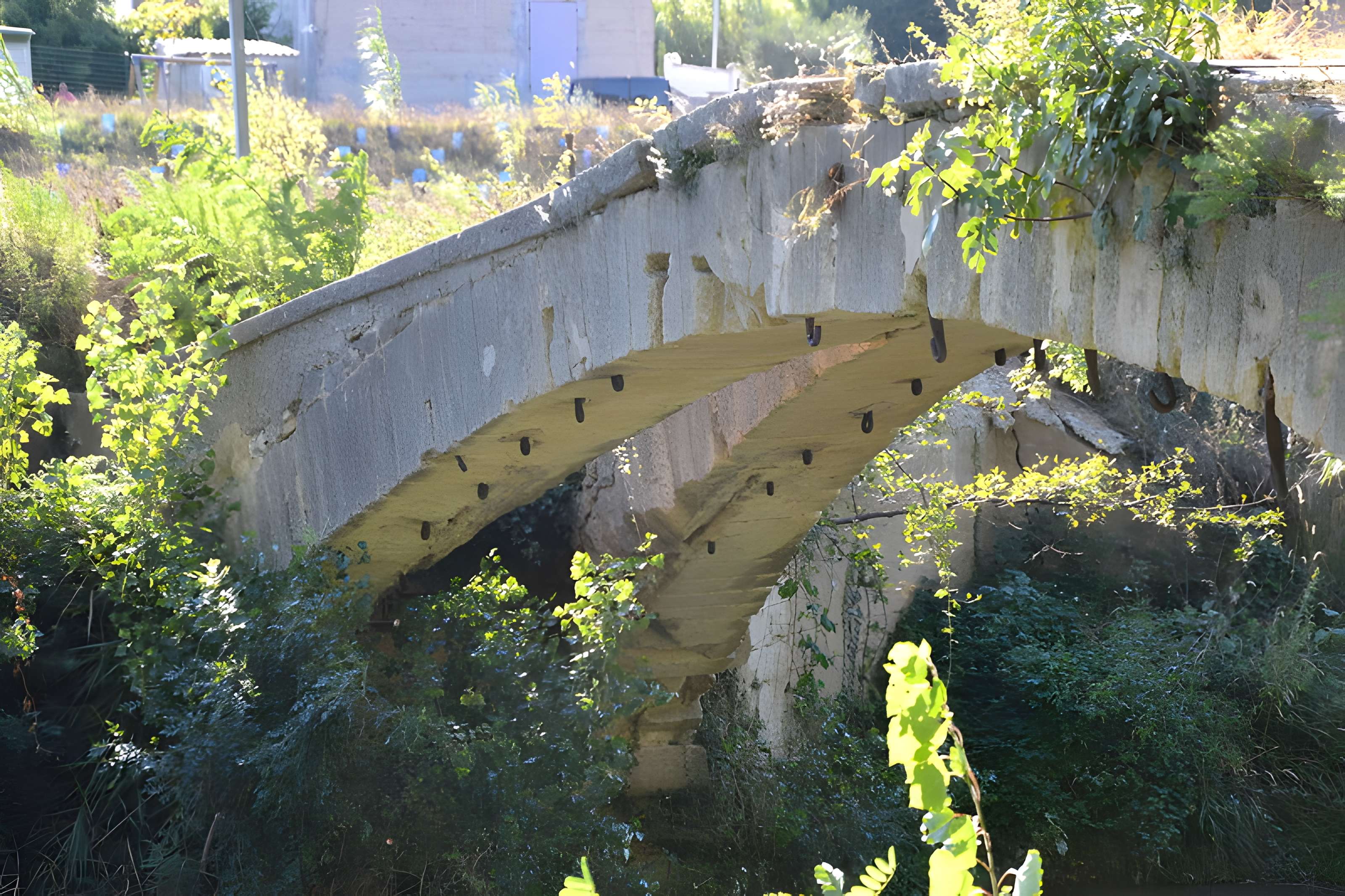 Pont aqueduc de la Canaù, ouvrage d'art du canal Saint-Julien sur la rivière le Coulon, situé au quartier Entre-Deux-Vallats