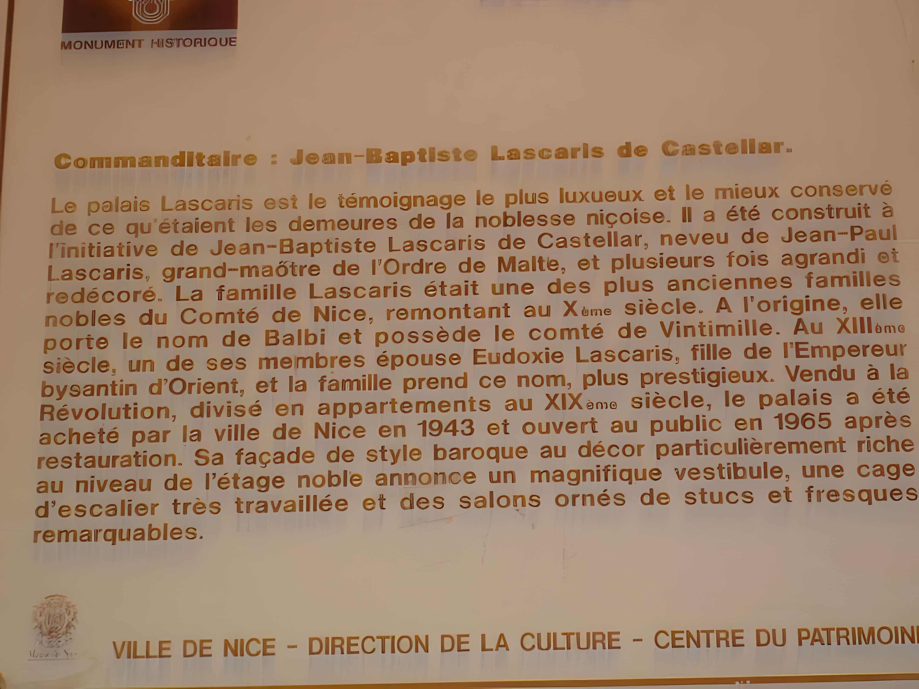 Palais Lascaris à Nice