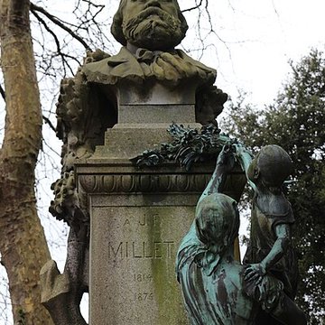 Statue de Jean-François Millet dans le jardin public, à Octeville