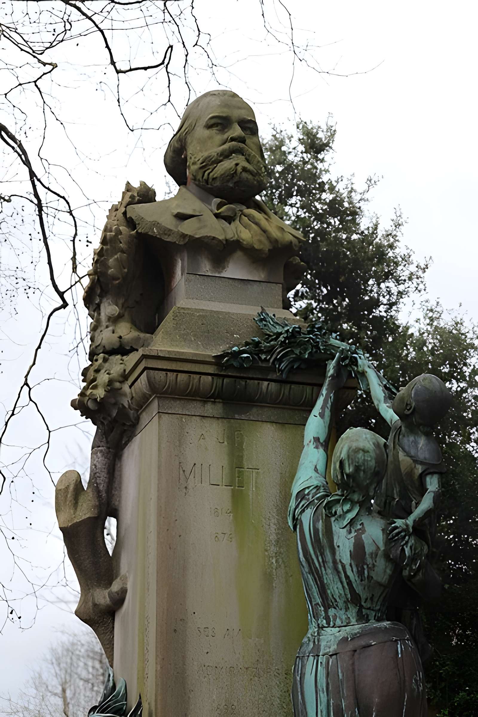 Statue de Jean-François Millet dans le jardin public, à Octeville