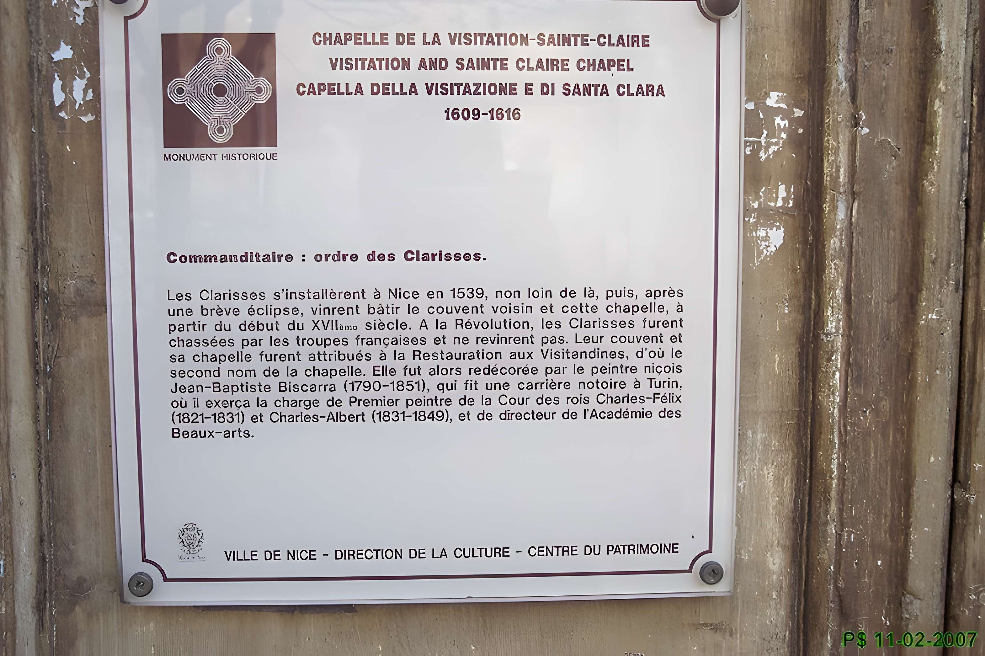 Chapelle de la Visitation Sainte-Claire de Nice 