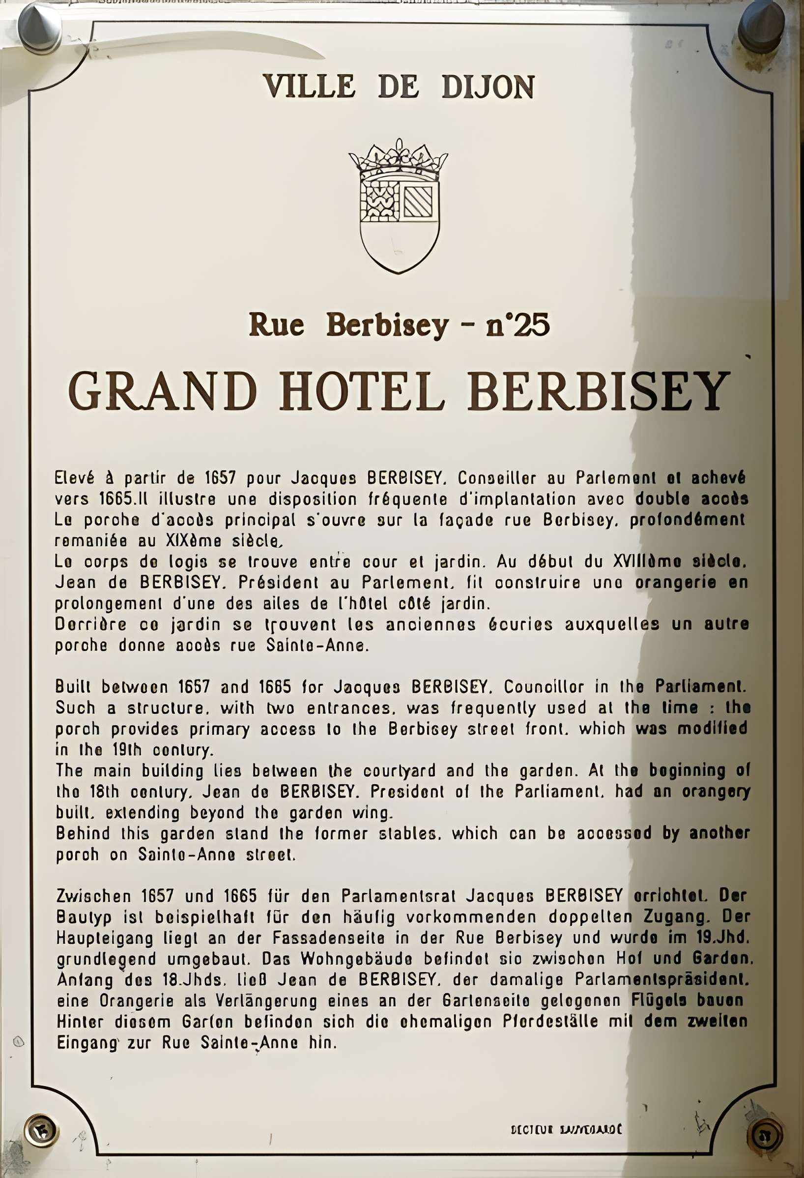 Hôtel Berbisey à Dijon