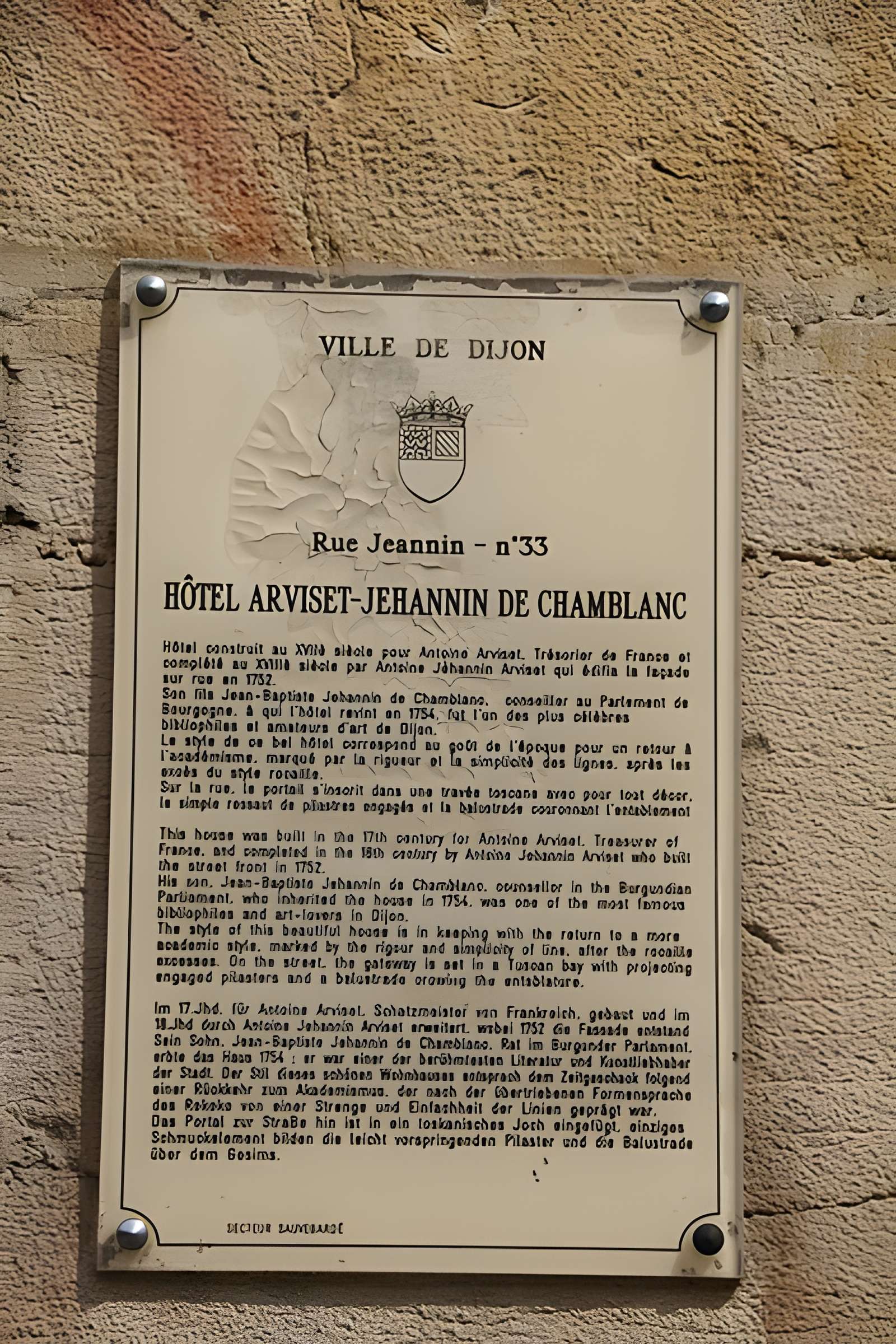 Hôtel de Chamblanc à Dijon