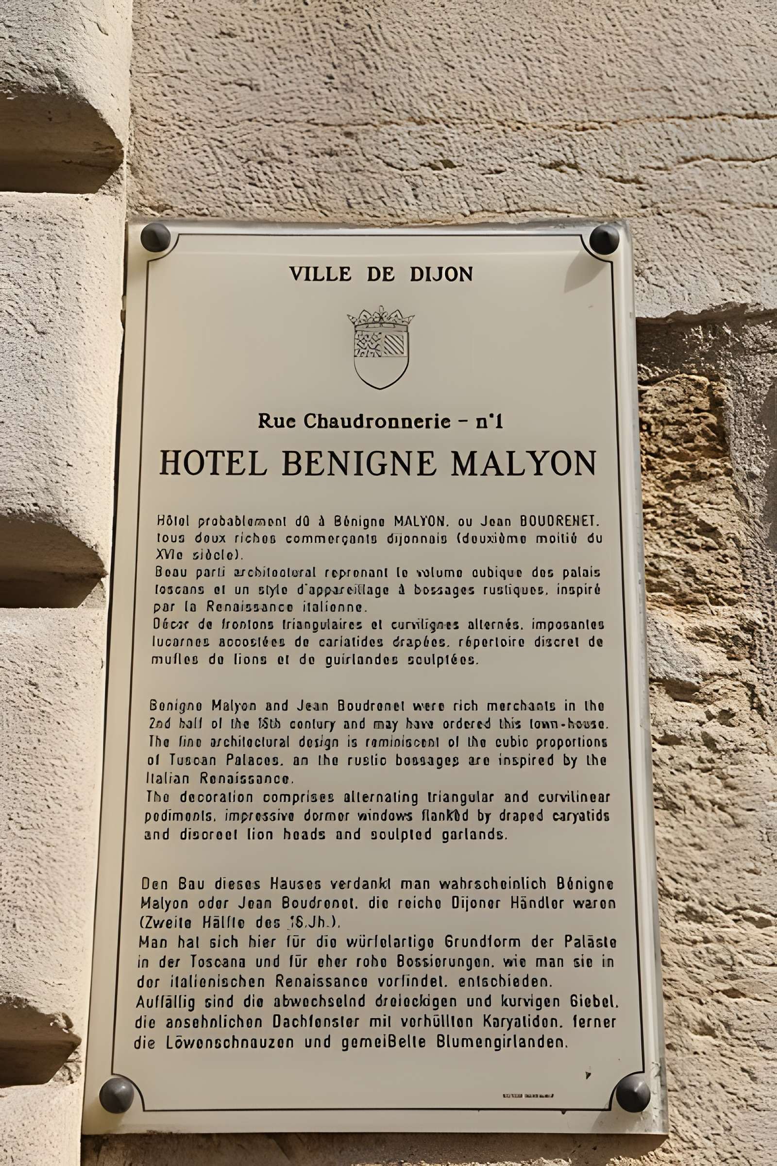 Hôtel Bénigne Malyon à Dijon