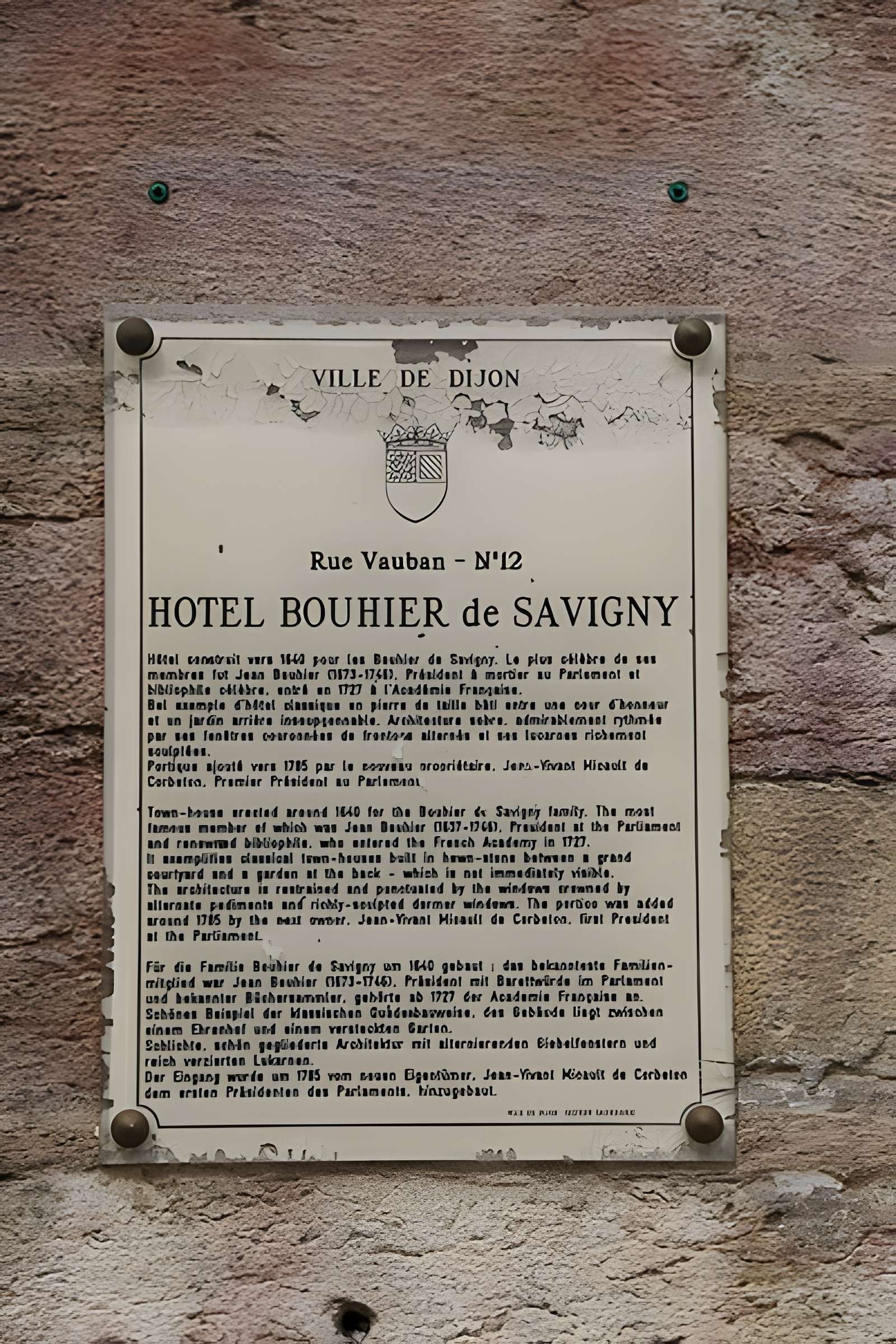 Hôtel Bouhier de Savigny à Dijon