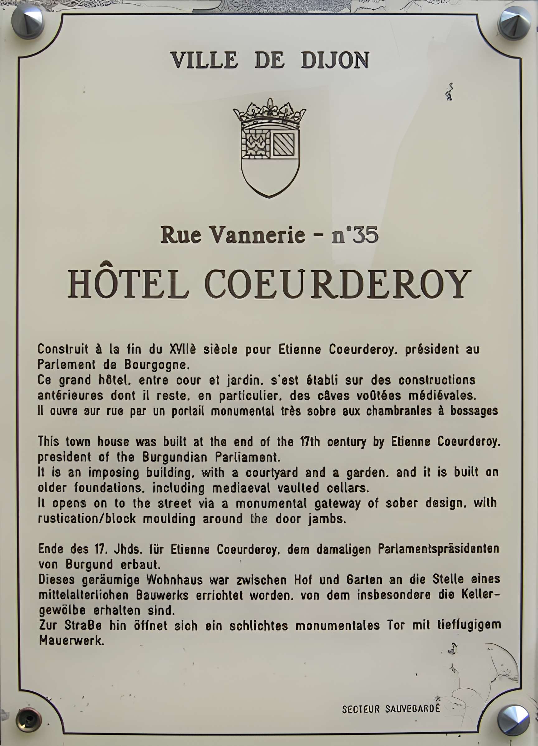 Hôtel Coeurderoy à Dijon