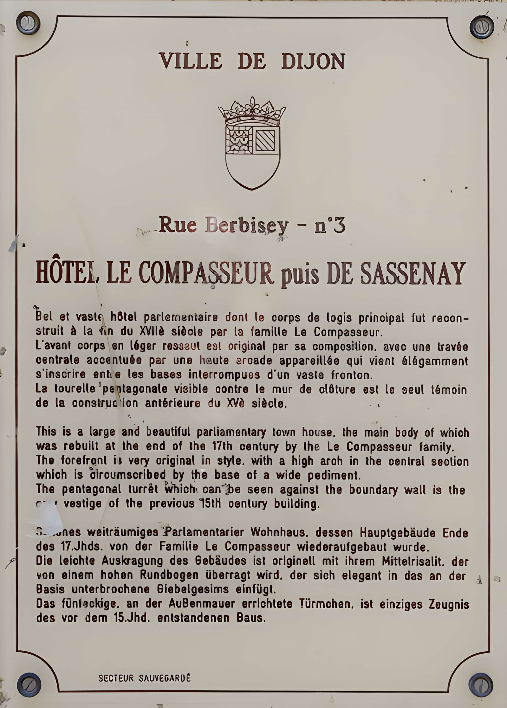 Hôtel de Sassenay à Dijon