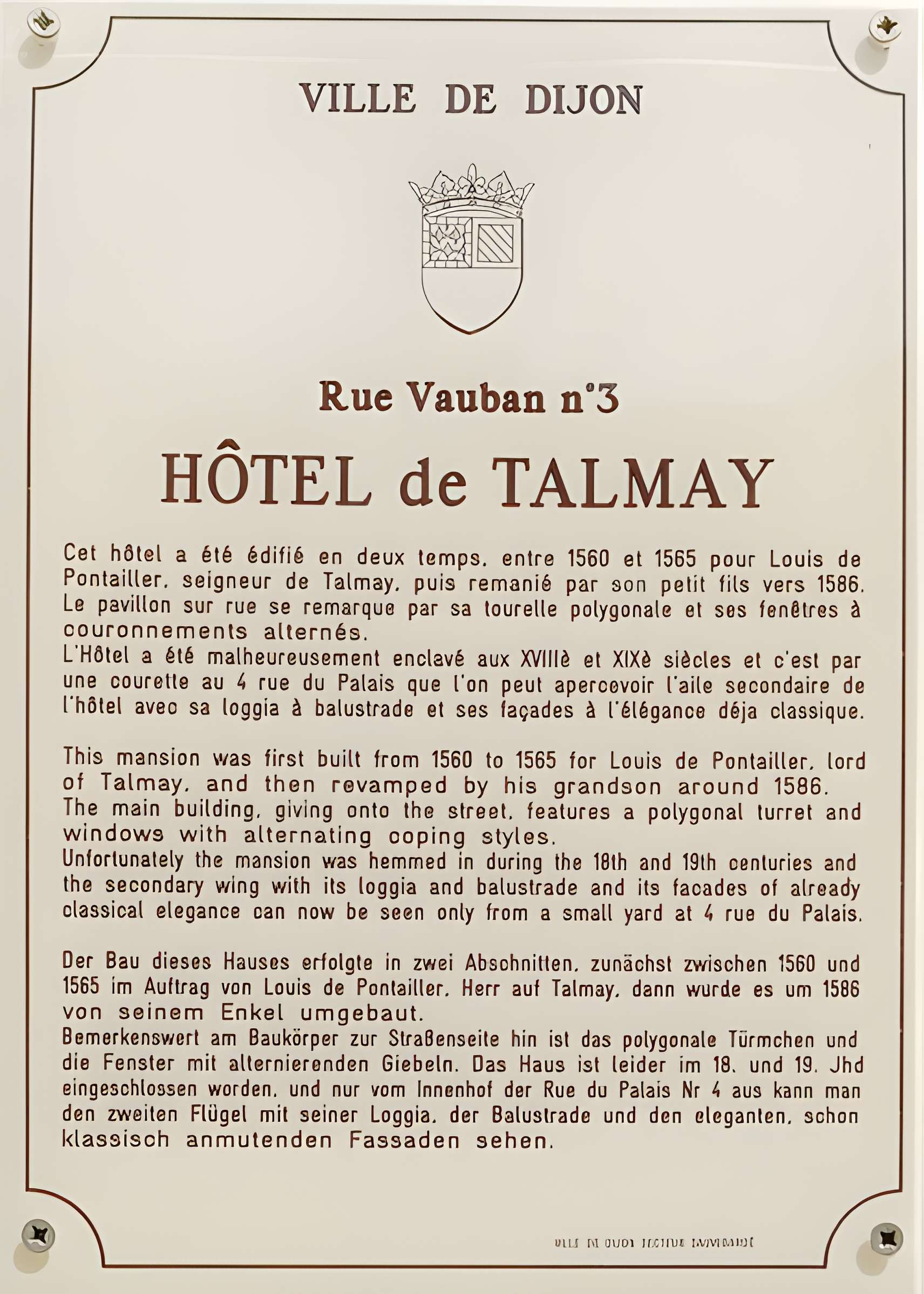 Hôtel de Talmay à Dijon