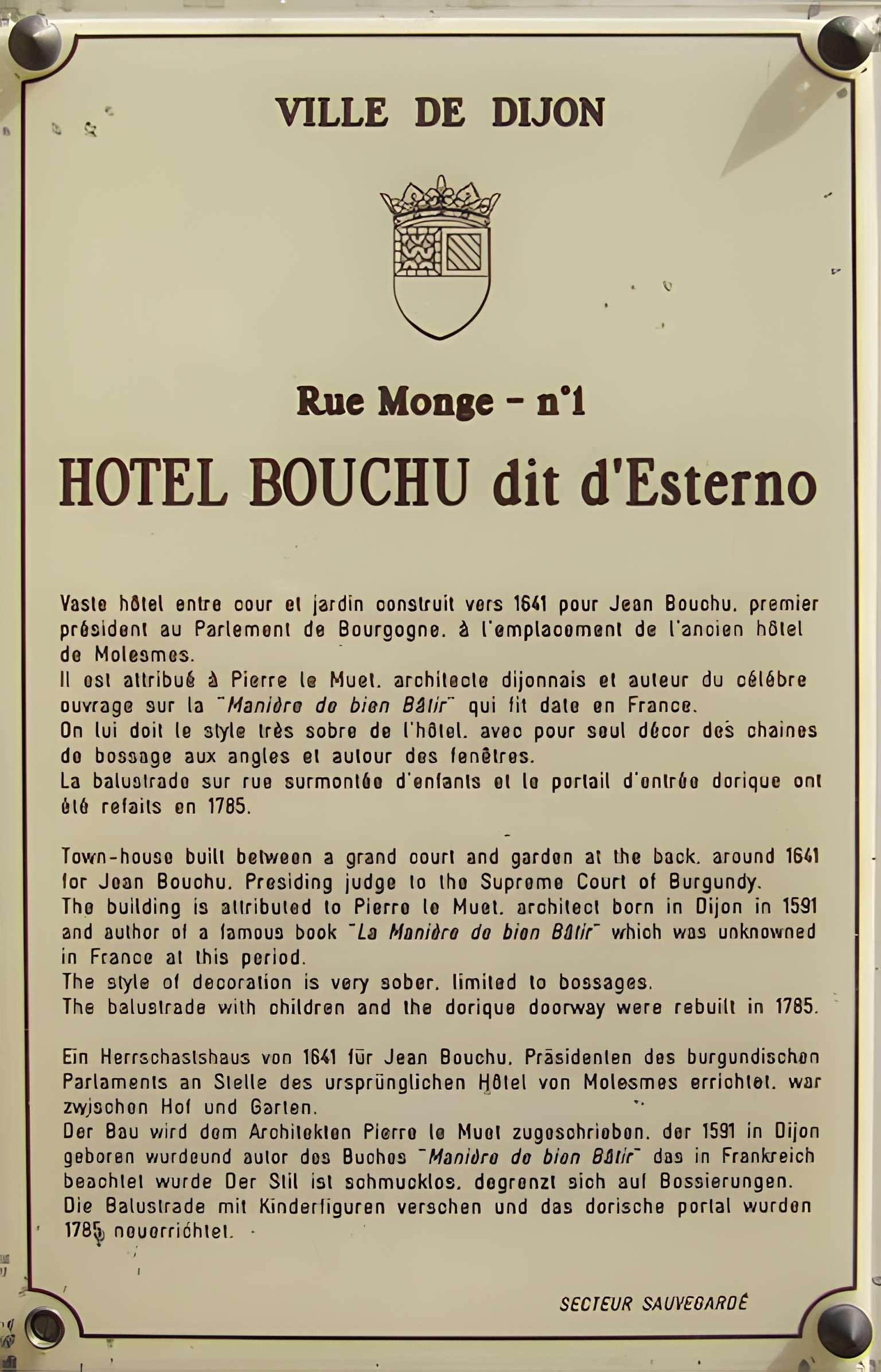 Hôtel d'Esterno à Dijon