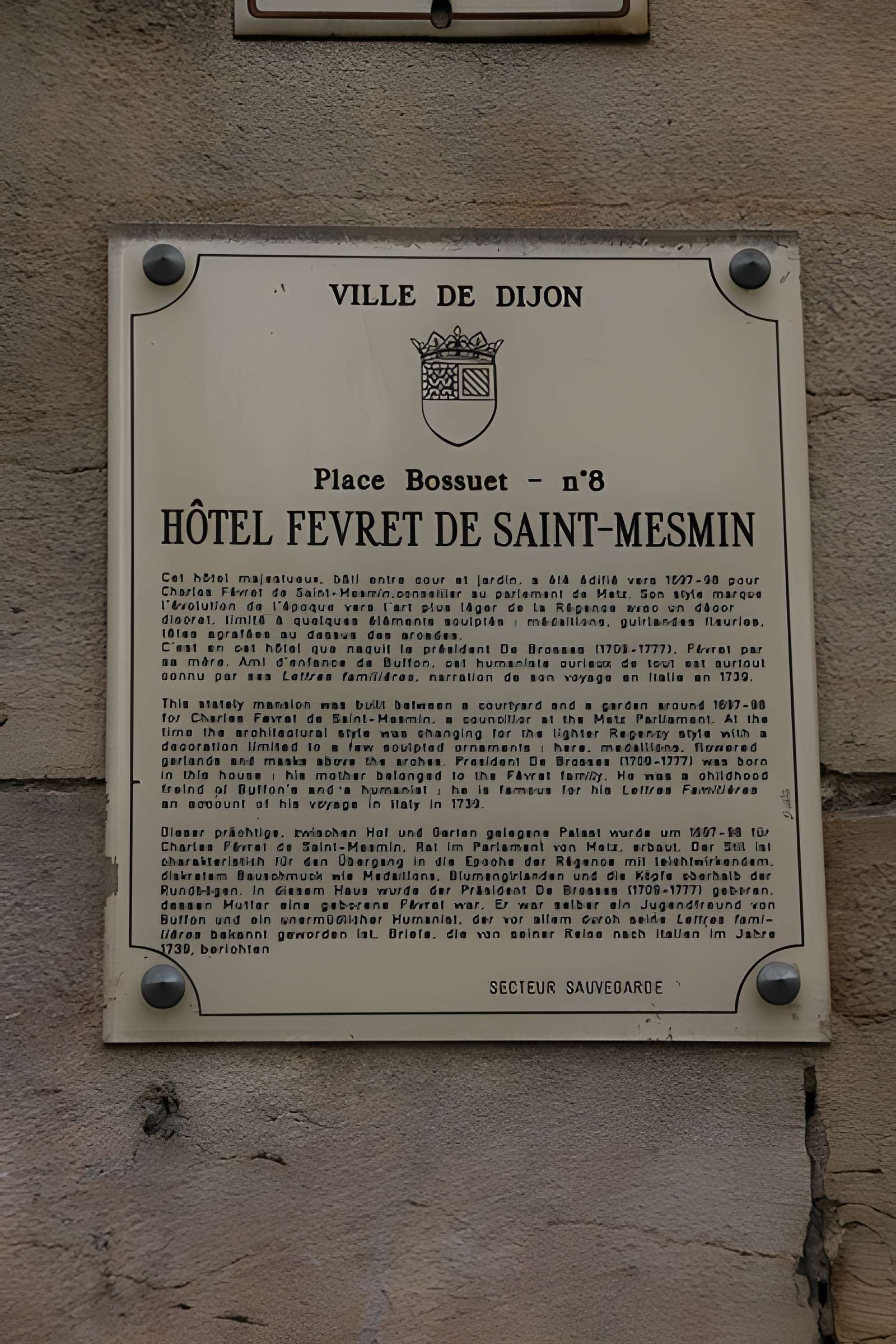 Hôtel Févret de Saint-Mesmin à Dijon