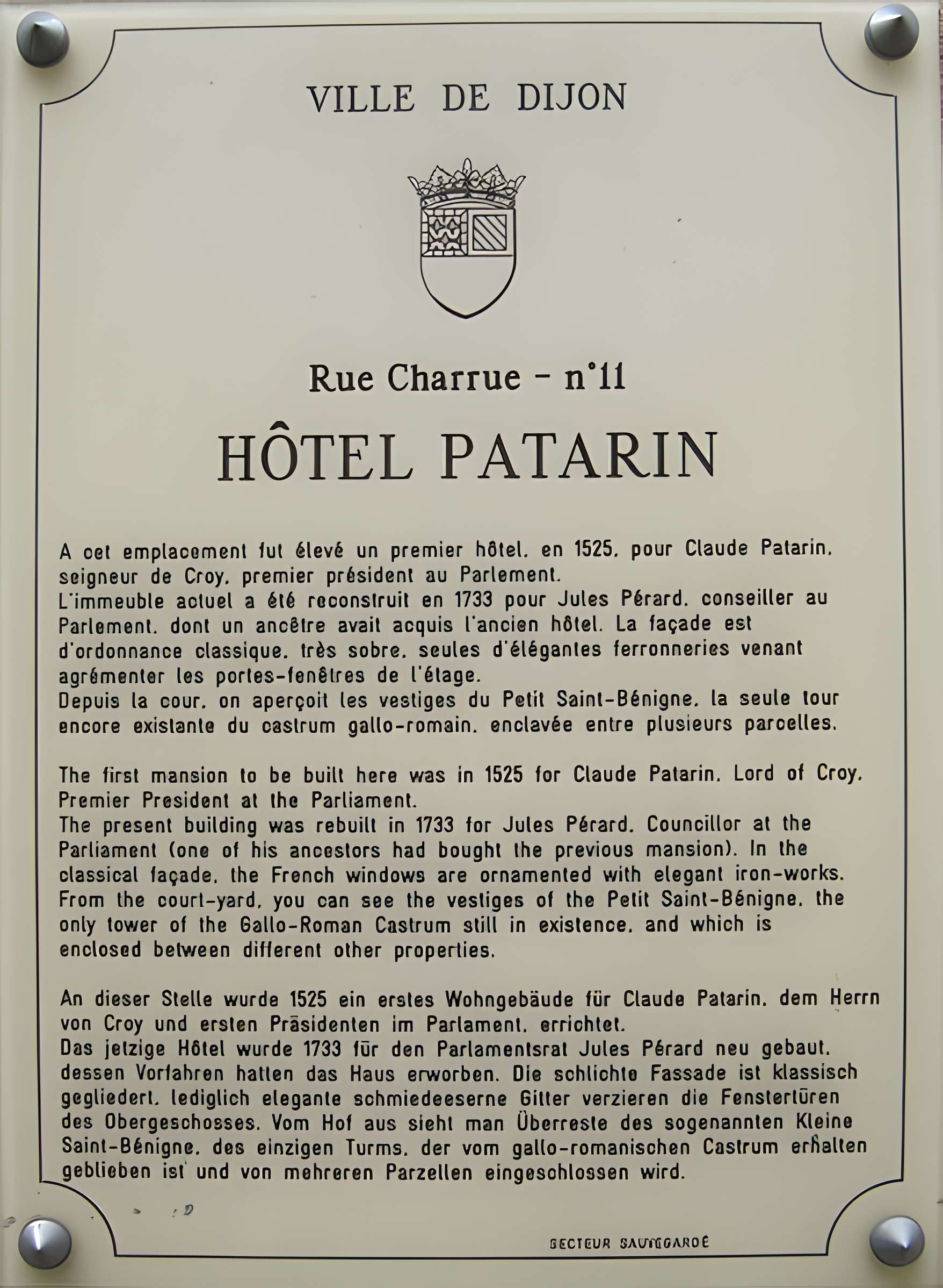 Hôtel Patarin à Dijon