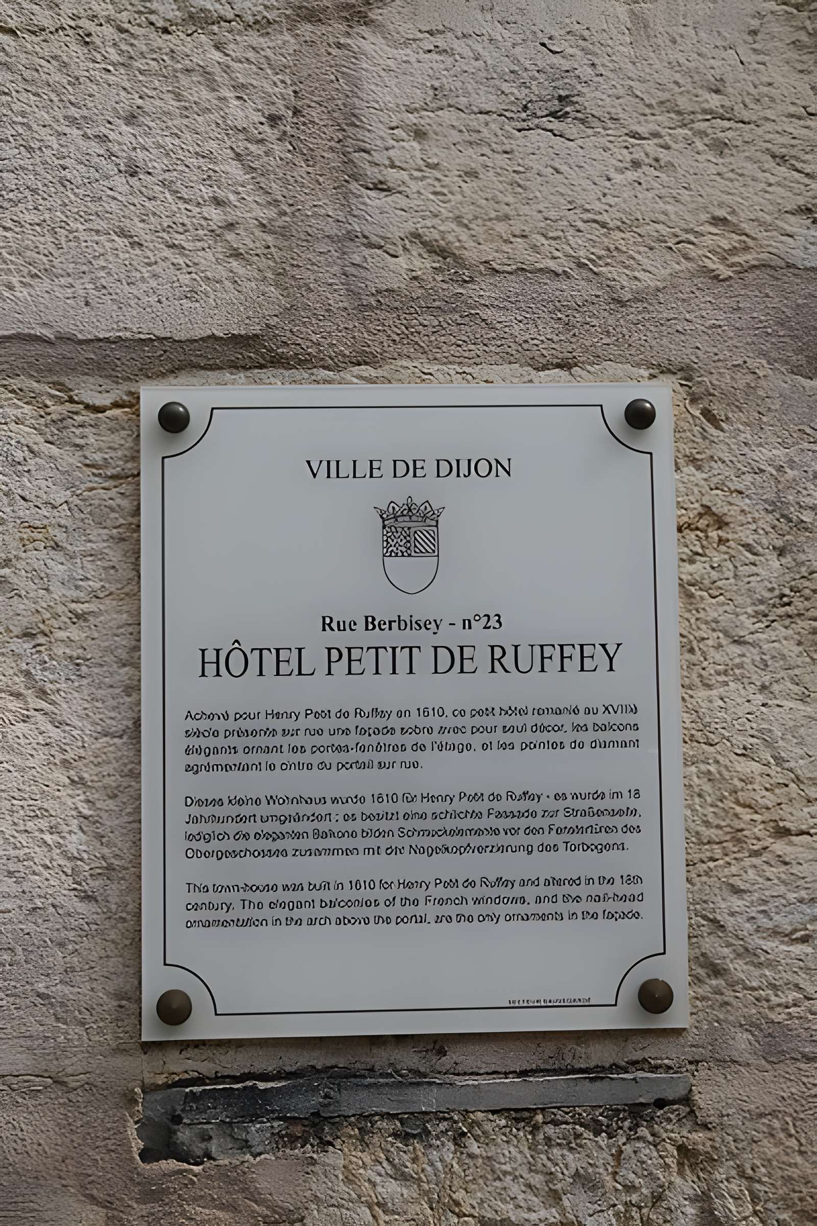 Hôtel Petit de Ruffey à Dijon