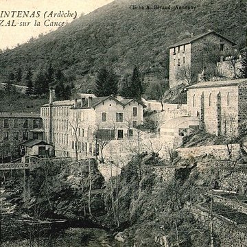 Pont suspendu sur la Cance dit Pont du Moulin  également sur commune de Vernosc-lès-Annonay
