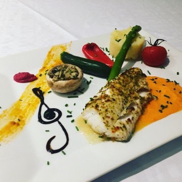 dos de colin, coulis de poivrons