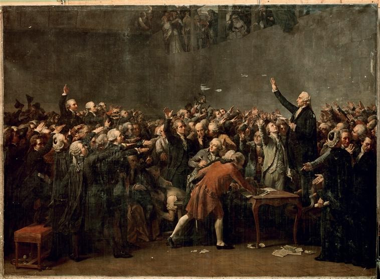 Musée de la Révolution française à Vizille : Le Serment du jeu de paume peint par Auguste Couder. Domaine public